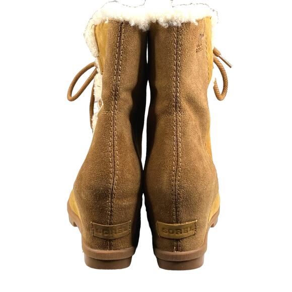 Sorel Women’s Joan Of Arctic Wedge II Brown Shearling Boots Size US 11 - Picture 8 of 10